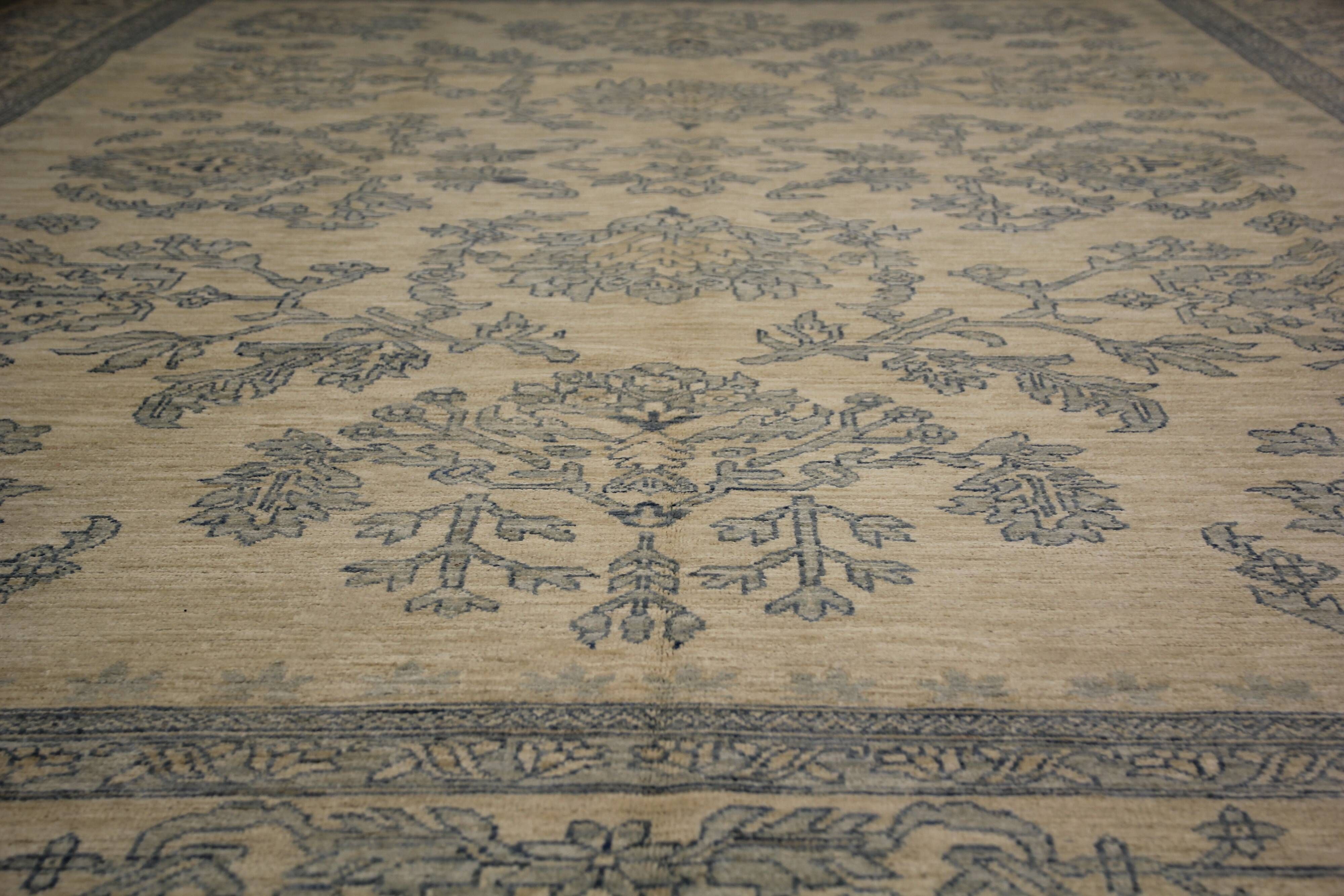 Handknotted Light Blue Rug Cream Oversize Floral Zeigler Carpet Home Interi