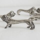 6 vintage lion silver metal knife rests