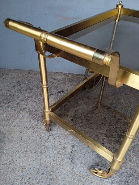 Serving rolling table golden aluminum ep 1970 vintage