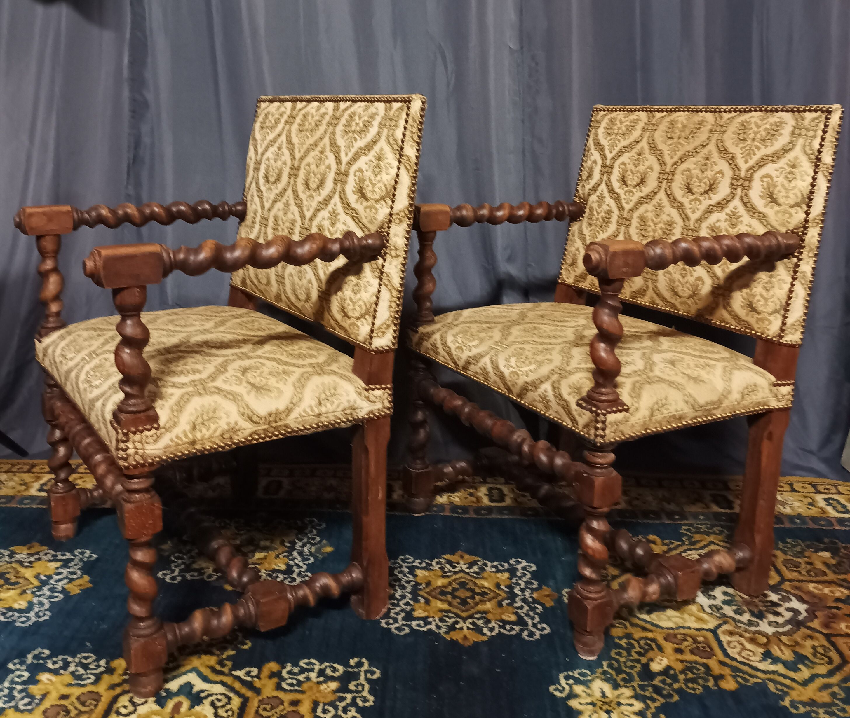 Pair of armchairs Louis XIII style