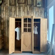 Large asymmetrical Art Deco wardrobe with three doors in oak (renovated)