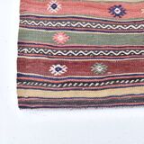 5x11 Red Blue Vintage Kilim Rug 149x326Cm