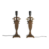 Chinoiserie Faux Rattan Amphora Table Lamps by Aneta, Sweden 1980's