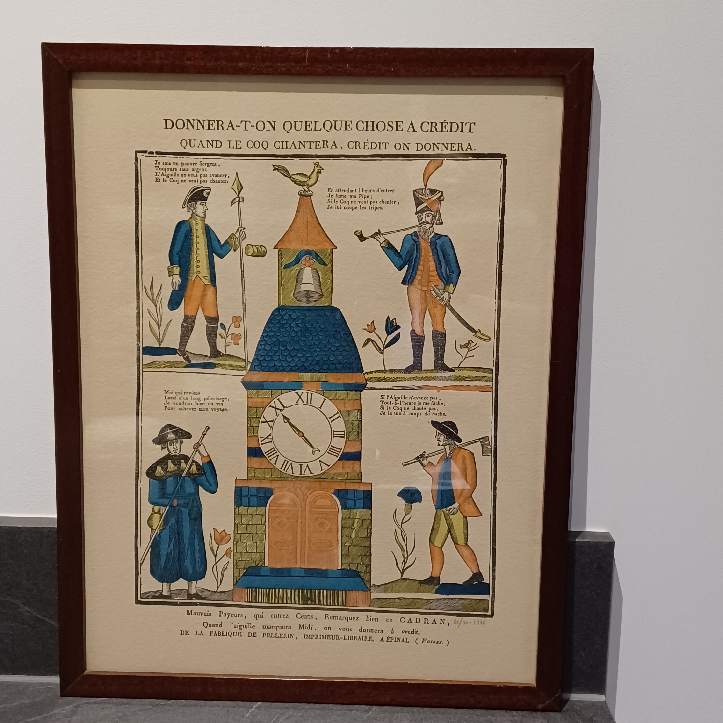 Image of Epinal Pellerin with certificate of origin, under frame