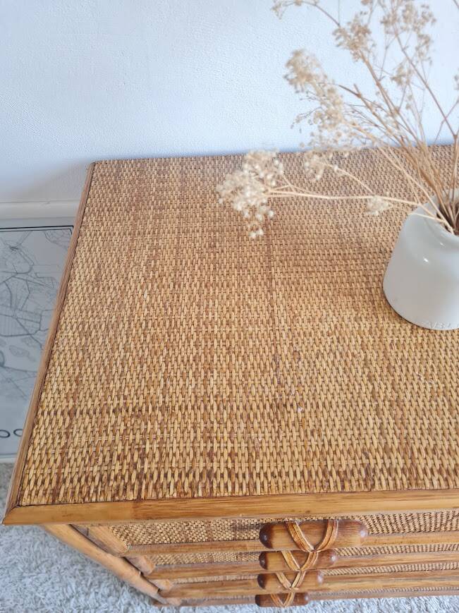 Rattan chest of drawers circa 1960s