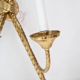 Paire de grandes appliques en laiton doré Noeud