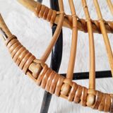 Children's rattan basket armchair, metal legs
