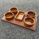 Vintage teak ceramic aperitif serving tray Stylform design