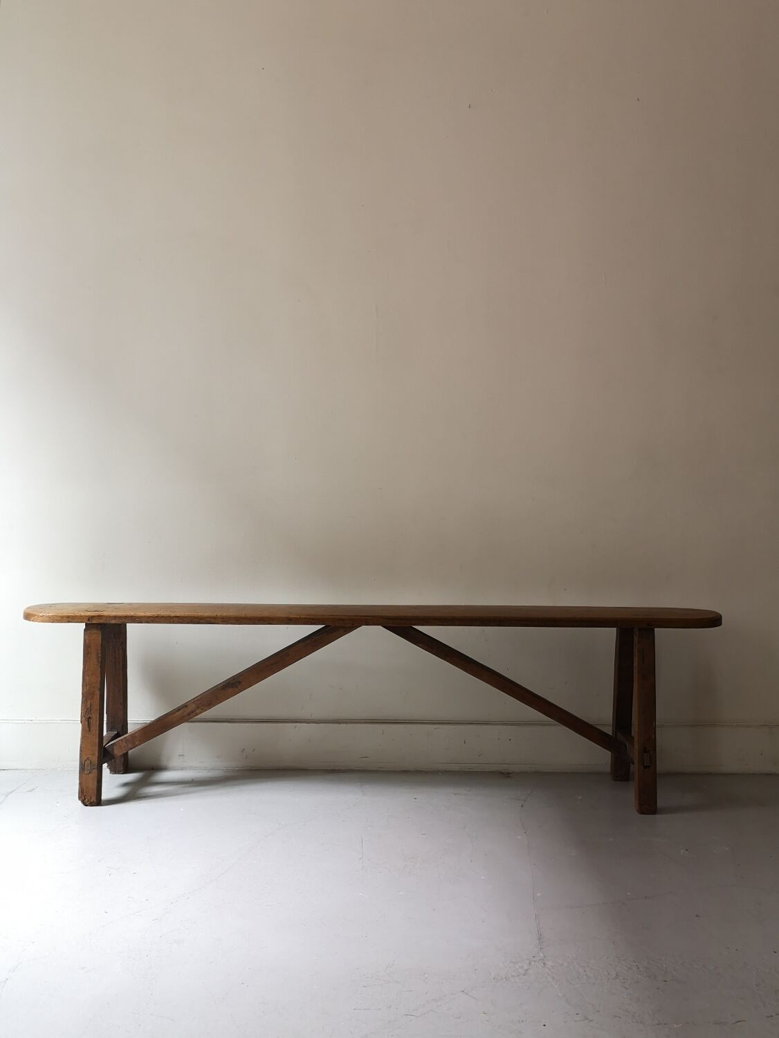 Rustic wooden bench, vintage 1960