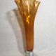 Old glass vase blown bubble orange & transparent vintage