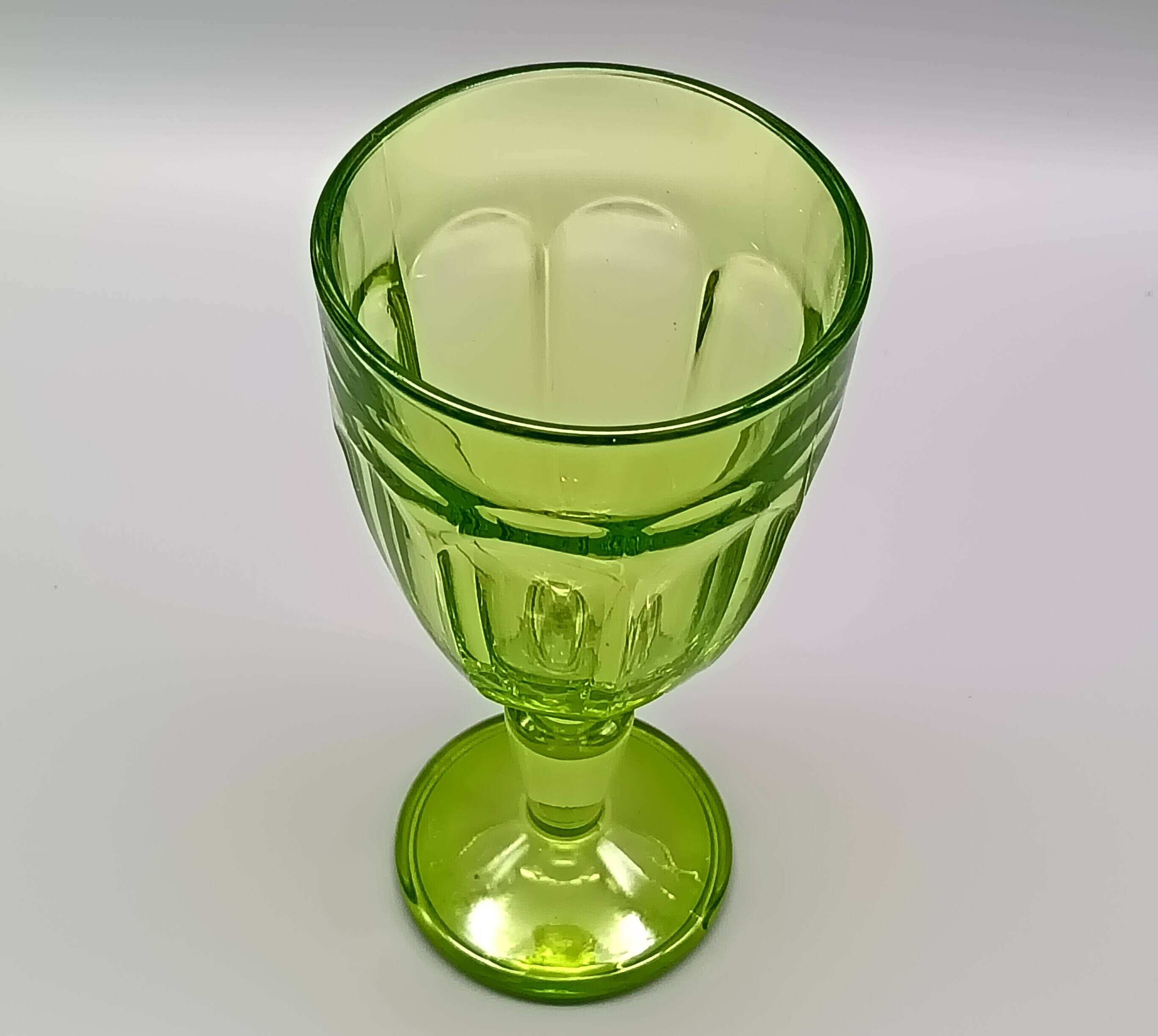 6 vintage anise green stemmed glasses