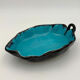 Vintage blue and black enameled ceramic trinket dish - 1960s-1970s