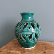 Vase artisanal ajouré emeraude