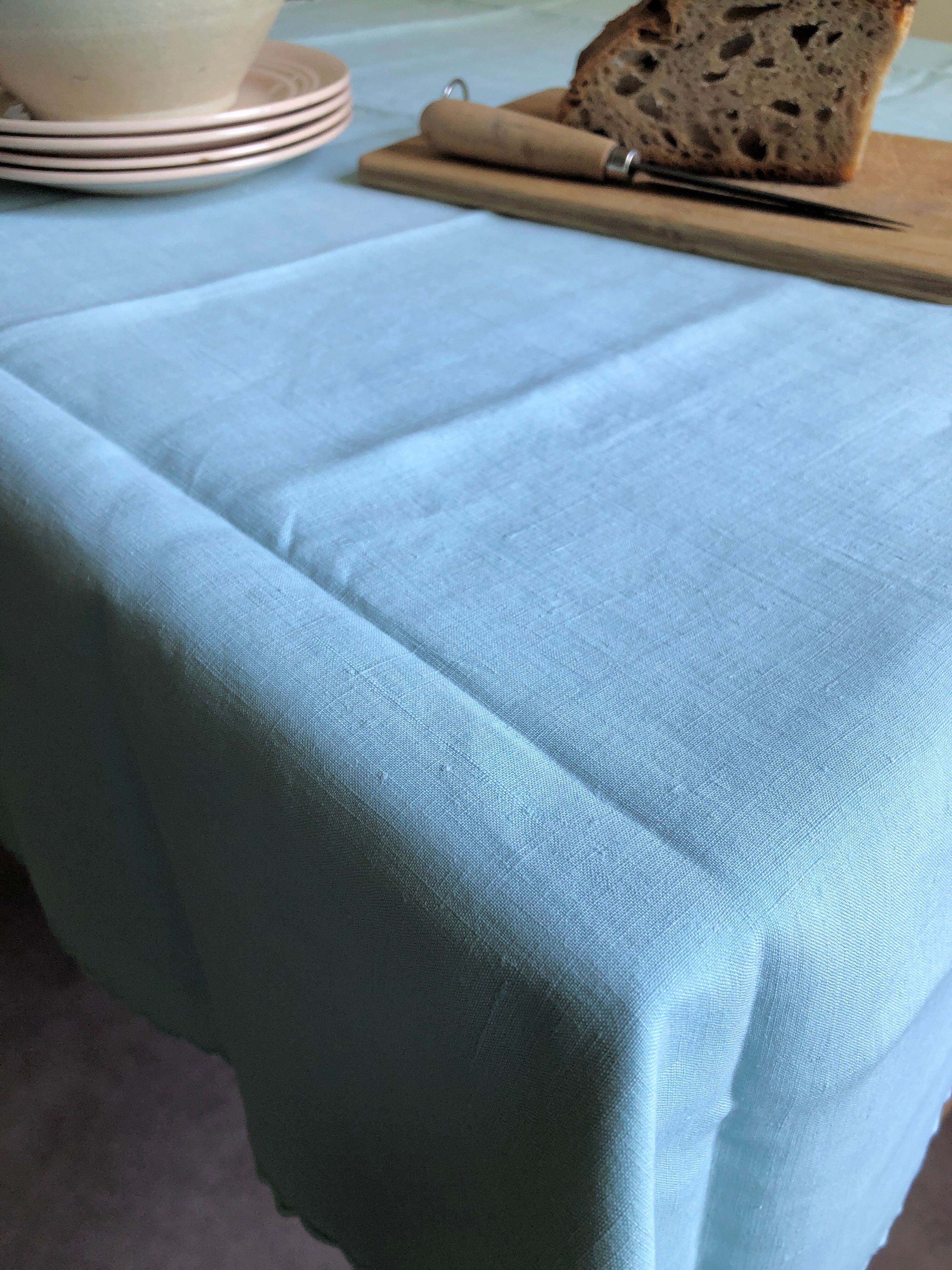 Tea cloth in pure linen aqua