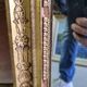 GOLDEN WOODEN MIRROR WITH PALMETTES FROM THE 19TH CENTURY