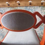 Rare - Set of 4 Louis Philippe/restoration style chairs with medallion - Colour blue / cherry wood