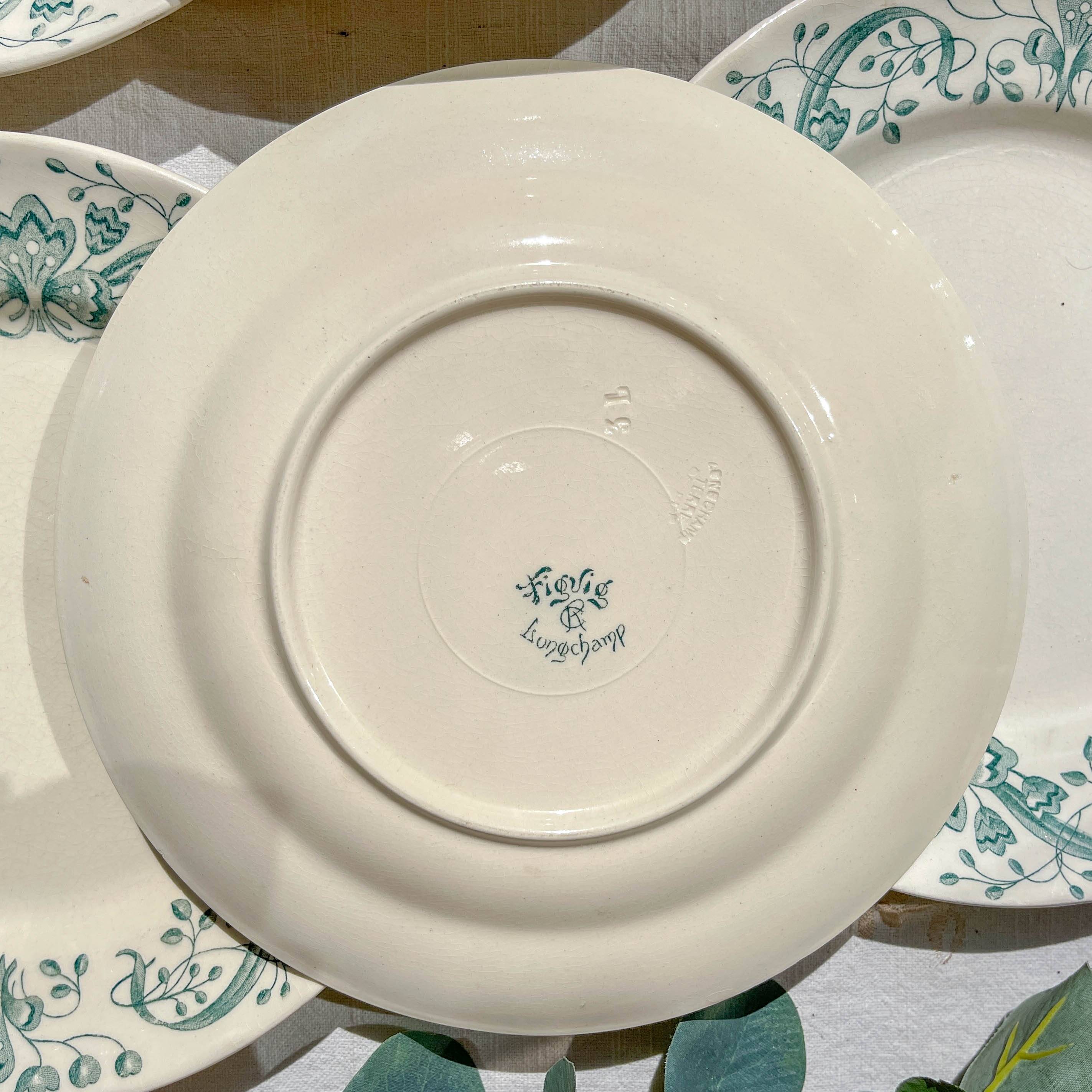 Set of 6 Antique Flat Plates "Figuig" Iron Earth – Longchamp 19th Century