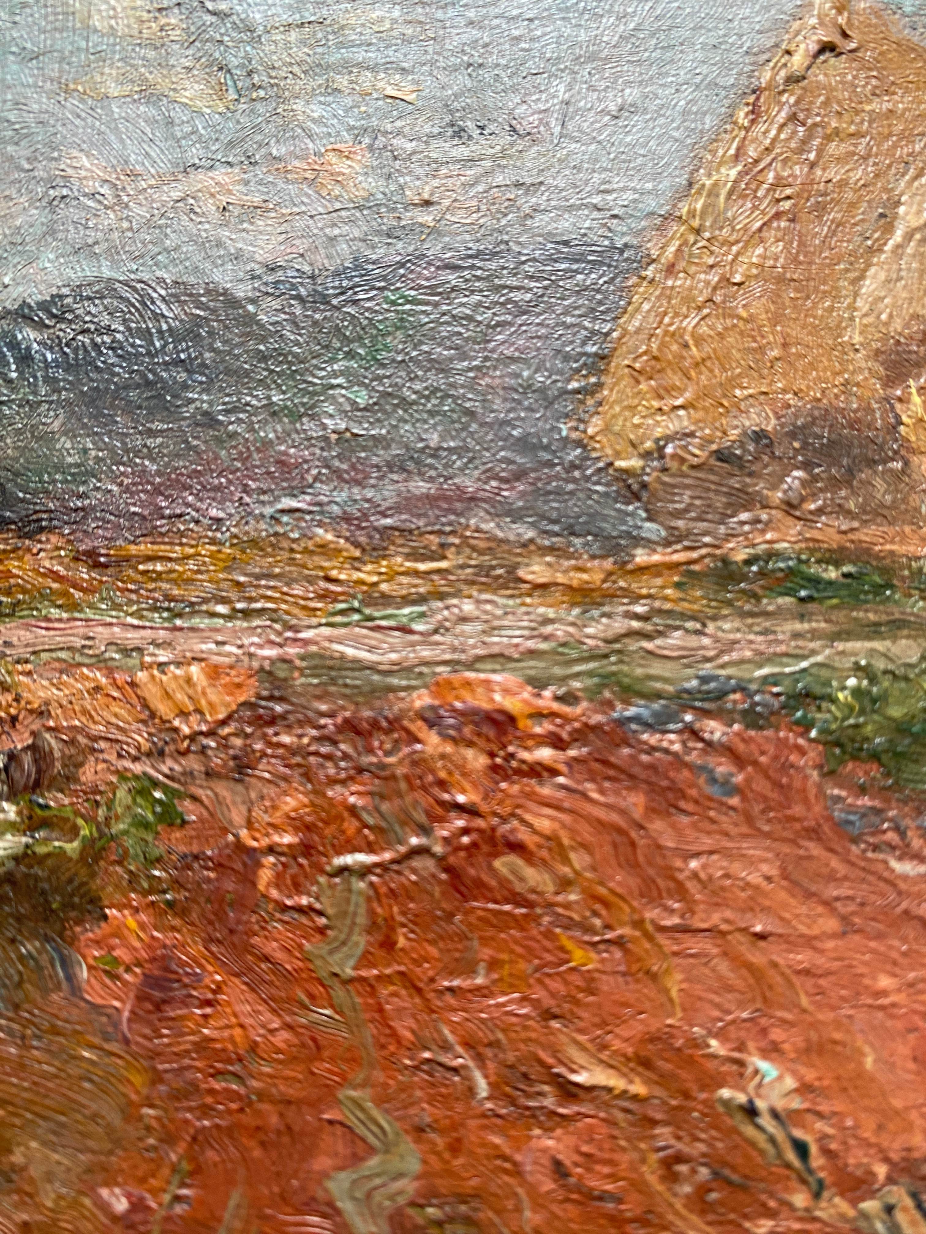 Table HST "Landscape at sunset with haystacks"