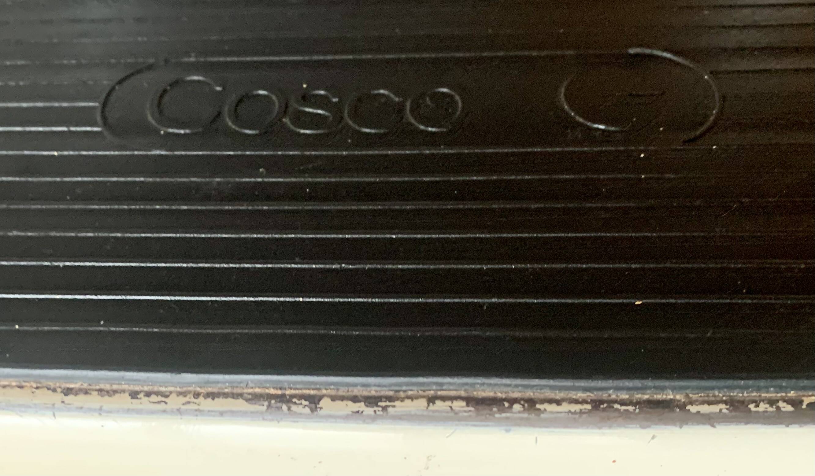 Vintage cosco step stool chair in chrome steel and white skai