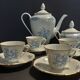 Limoges porcelain coffee set four cups pouring and sugar bowl