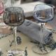 7 vintage iridescent foot glasses