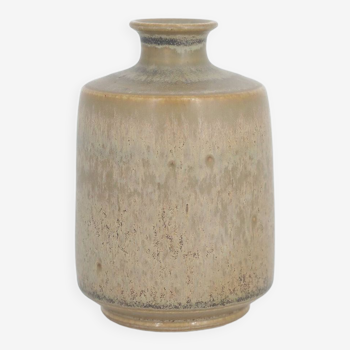 Petit vase de collection mid-century scandinave moderne en grès marron par gunnar borg pour höganäs