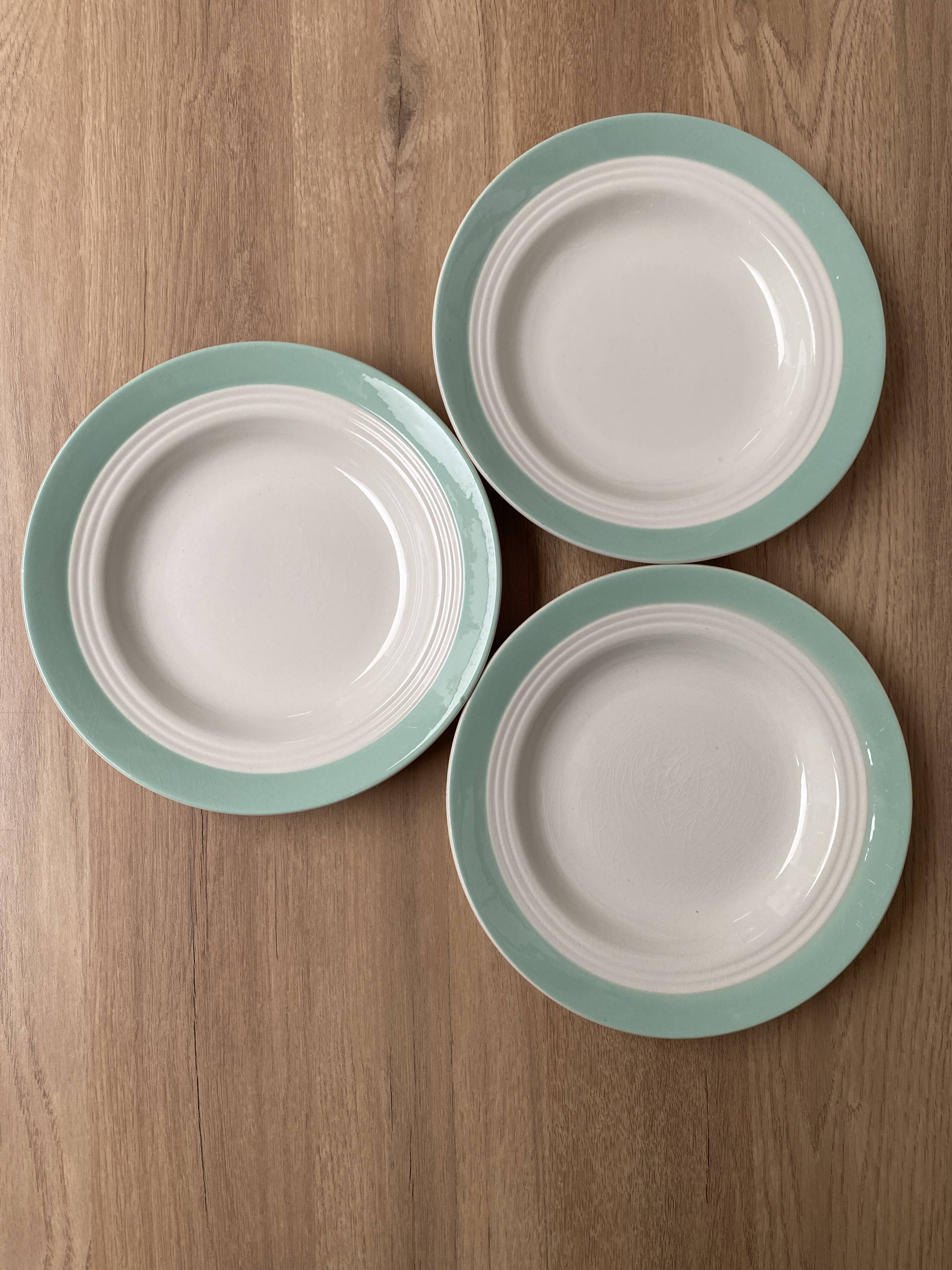 Set of 3 St Amand earthenware soup plates