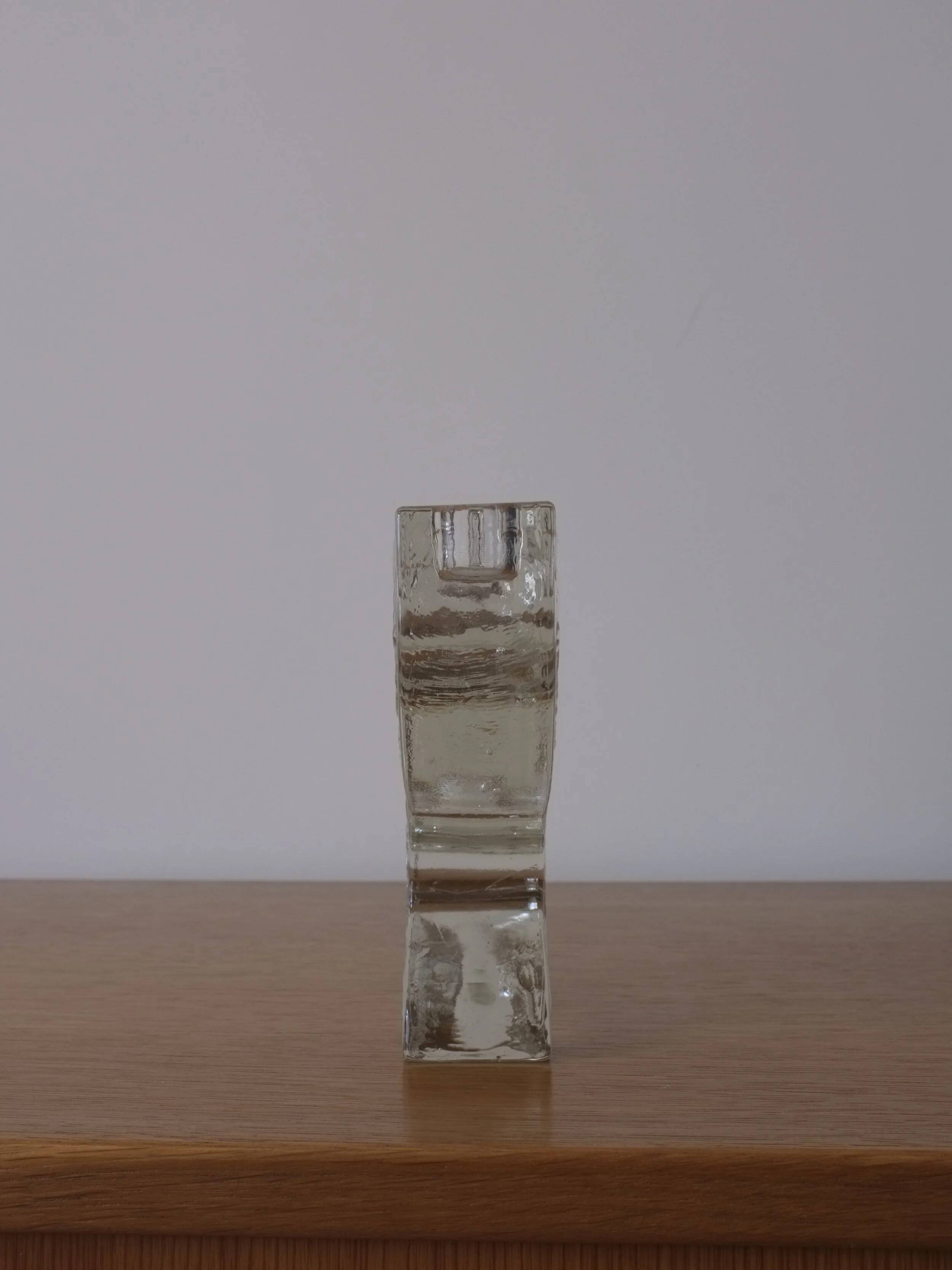 Pukeberg crystal glass candle holder "Tree" | Sweden | 1970s