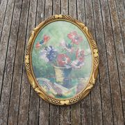 2 old framed oval paintings signed J Billiard Duchesne