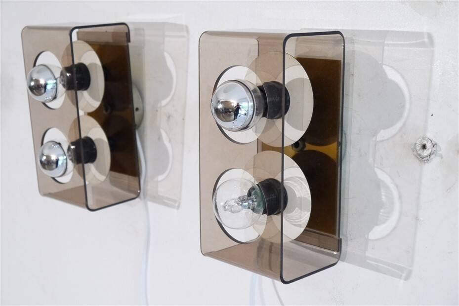 Plexiglas wall lights by Jocelyne Trocmé 1970