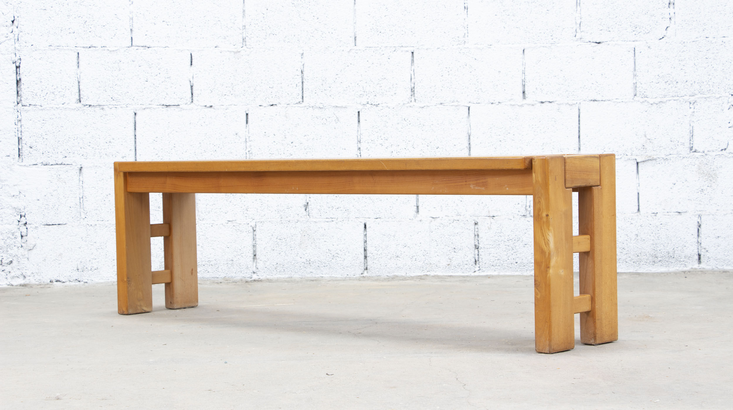 Vintage solid elm bench for Maison Regain