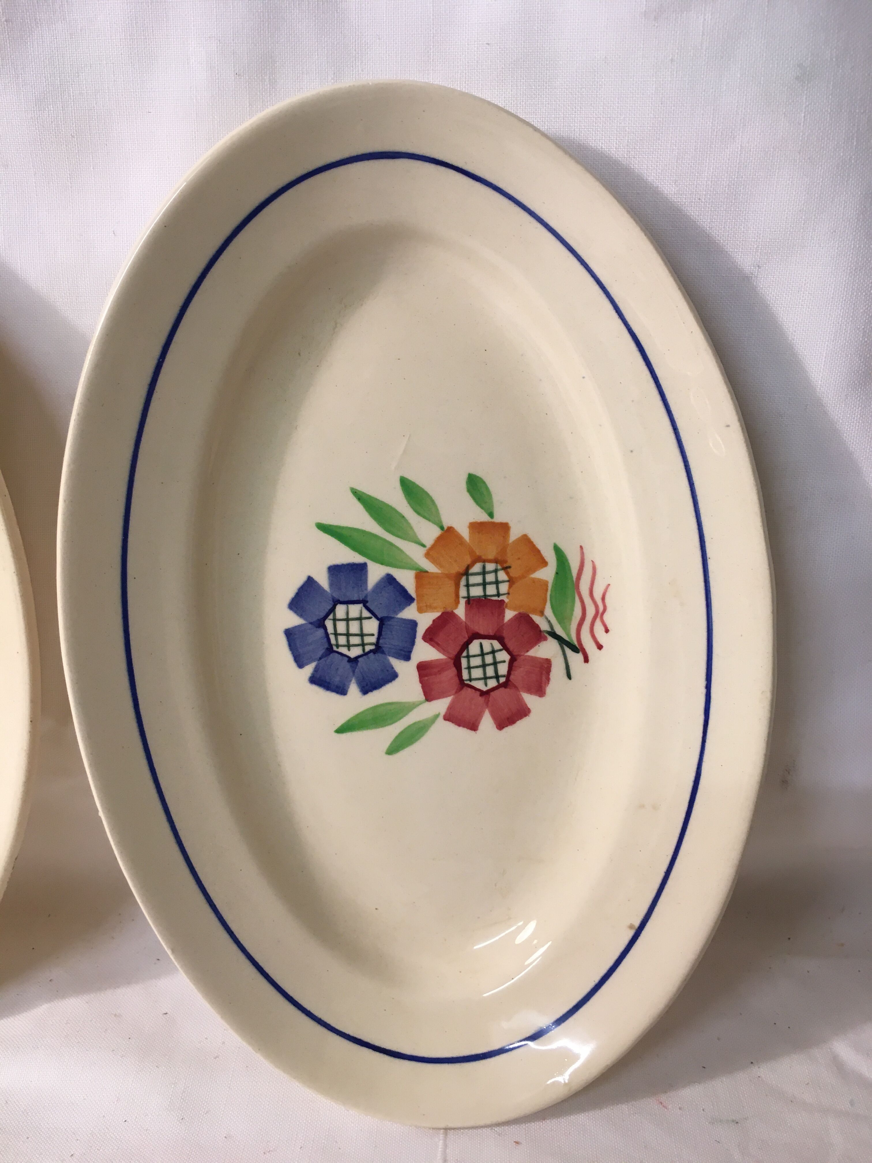 Duo of ravines in earthenware Lunéville model Agnes