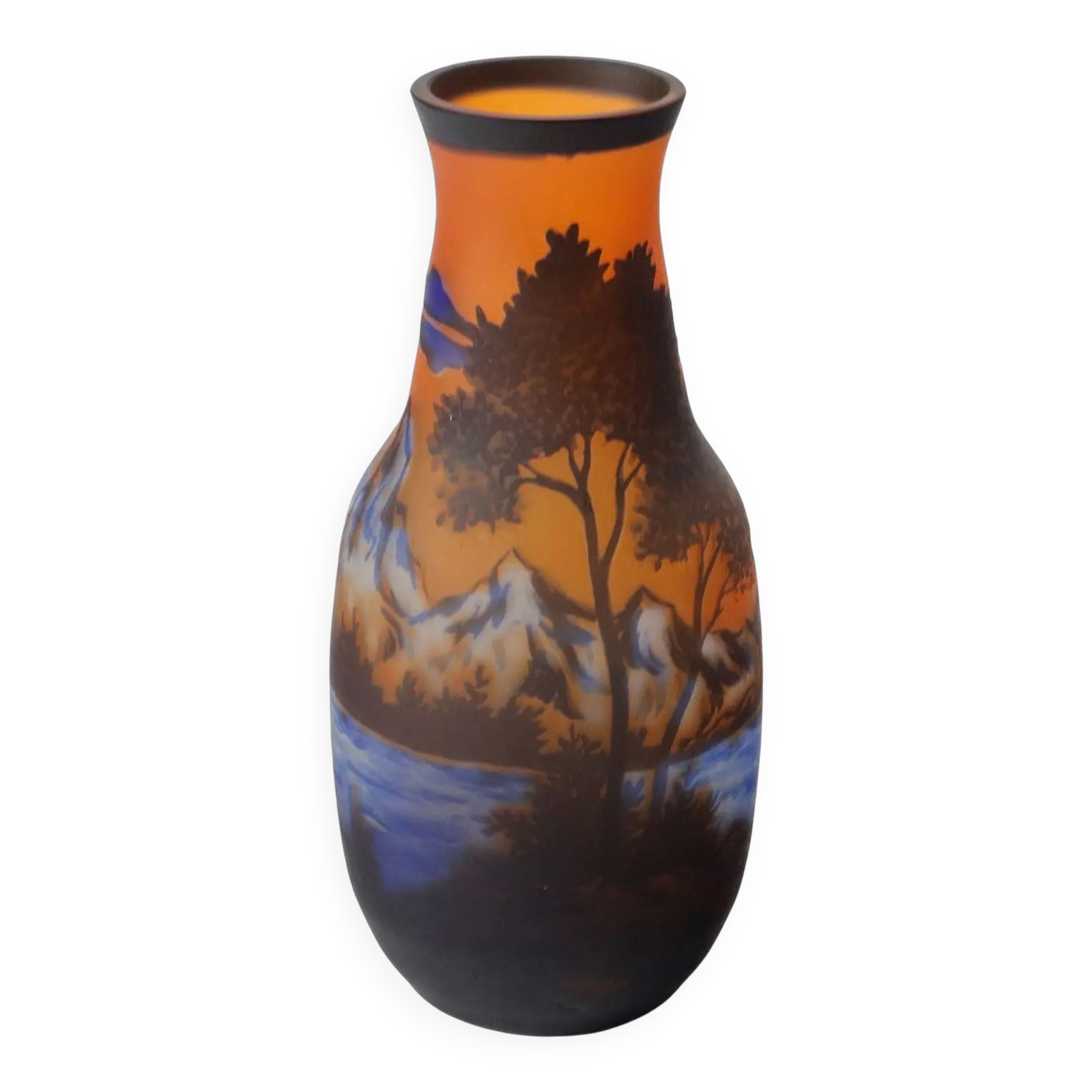 Vintage style Gallé '900 multicoloured decorative glass vase