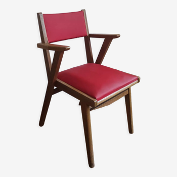 Vintage wood/skaï armchair