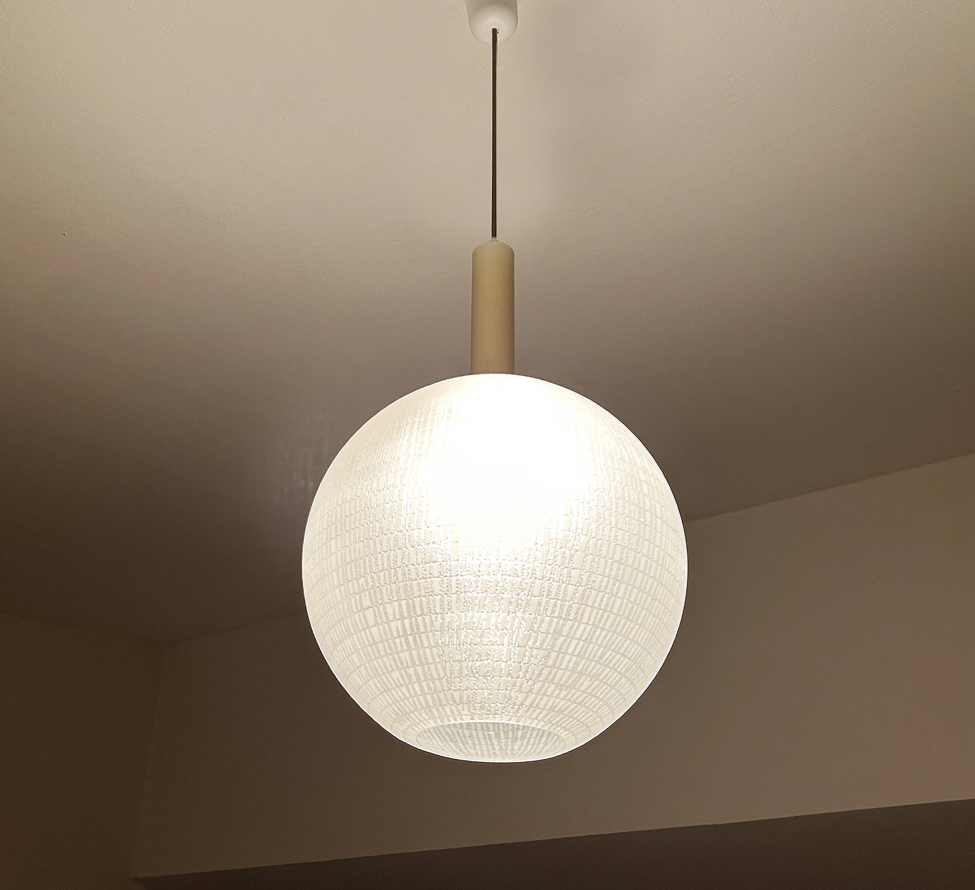 Large vintage glass ball pendant light, 60s