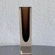 Vintage decorative "Sommerso" Murano vase in clear and brown glass, Flavio Poli
