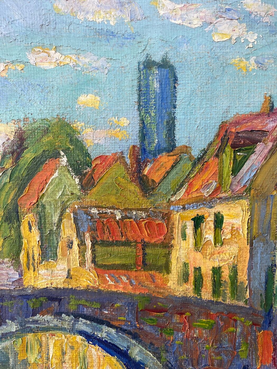 Vintage Mid Century Framed Oil Painting - Evening Walk