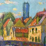 Vintage Mid Century Framed Oil Painting - Evening Walk