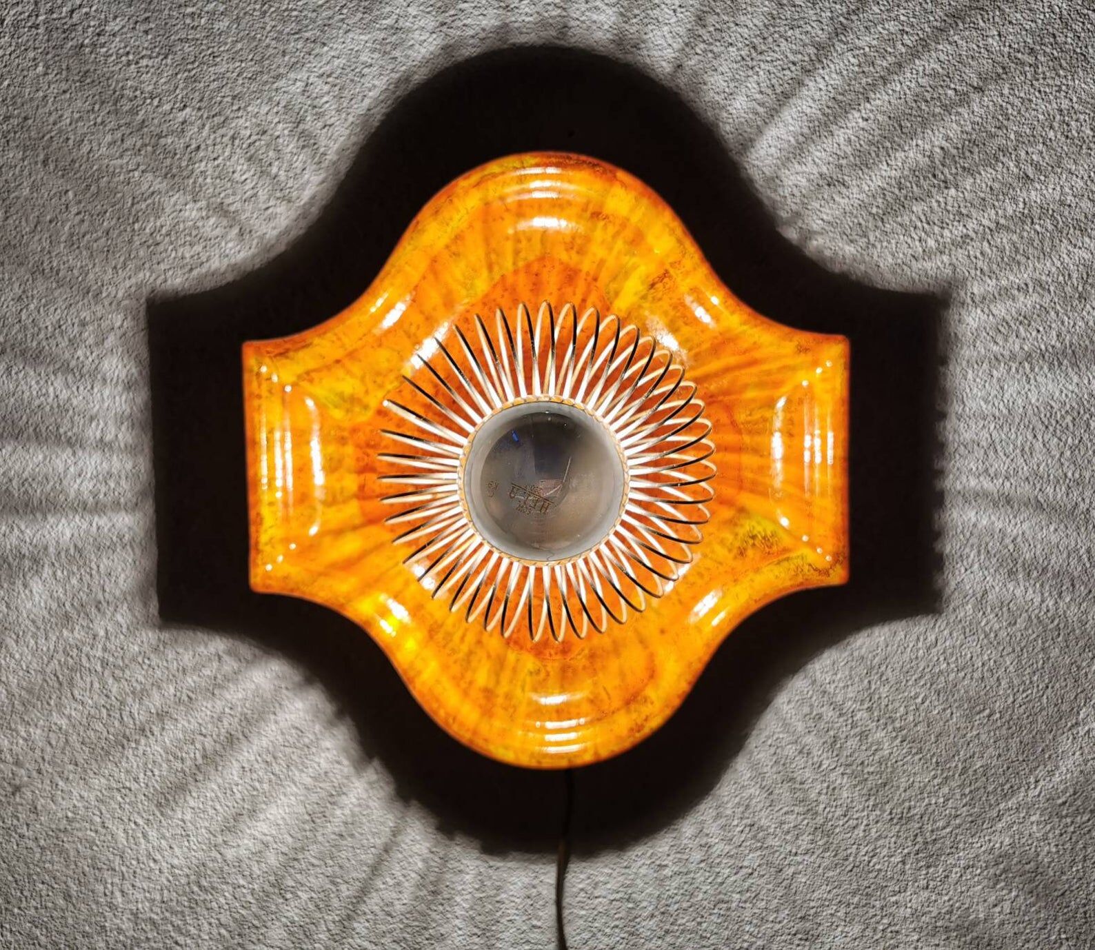 Vintage ceramic orange grease lava apply 70s