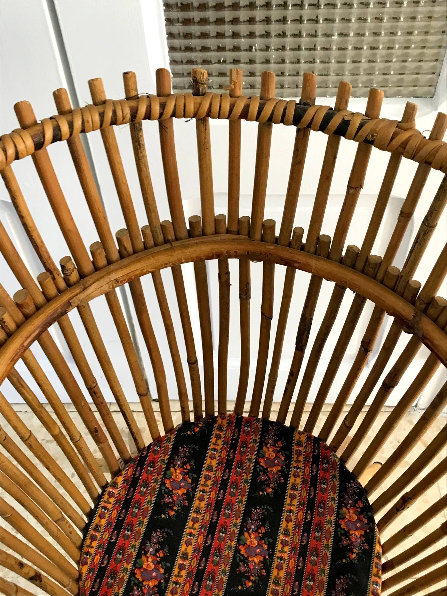 Vintage rattan sewing box from the 60s