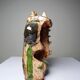 Modern anthropomorphic sculpture in glazed terracotta, vintage 70-2000.