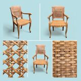 Barber's armchair in wood cannage and straw 1900