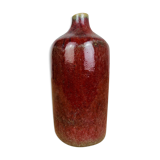 Vase red ceramic bottle signed