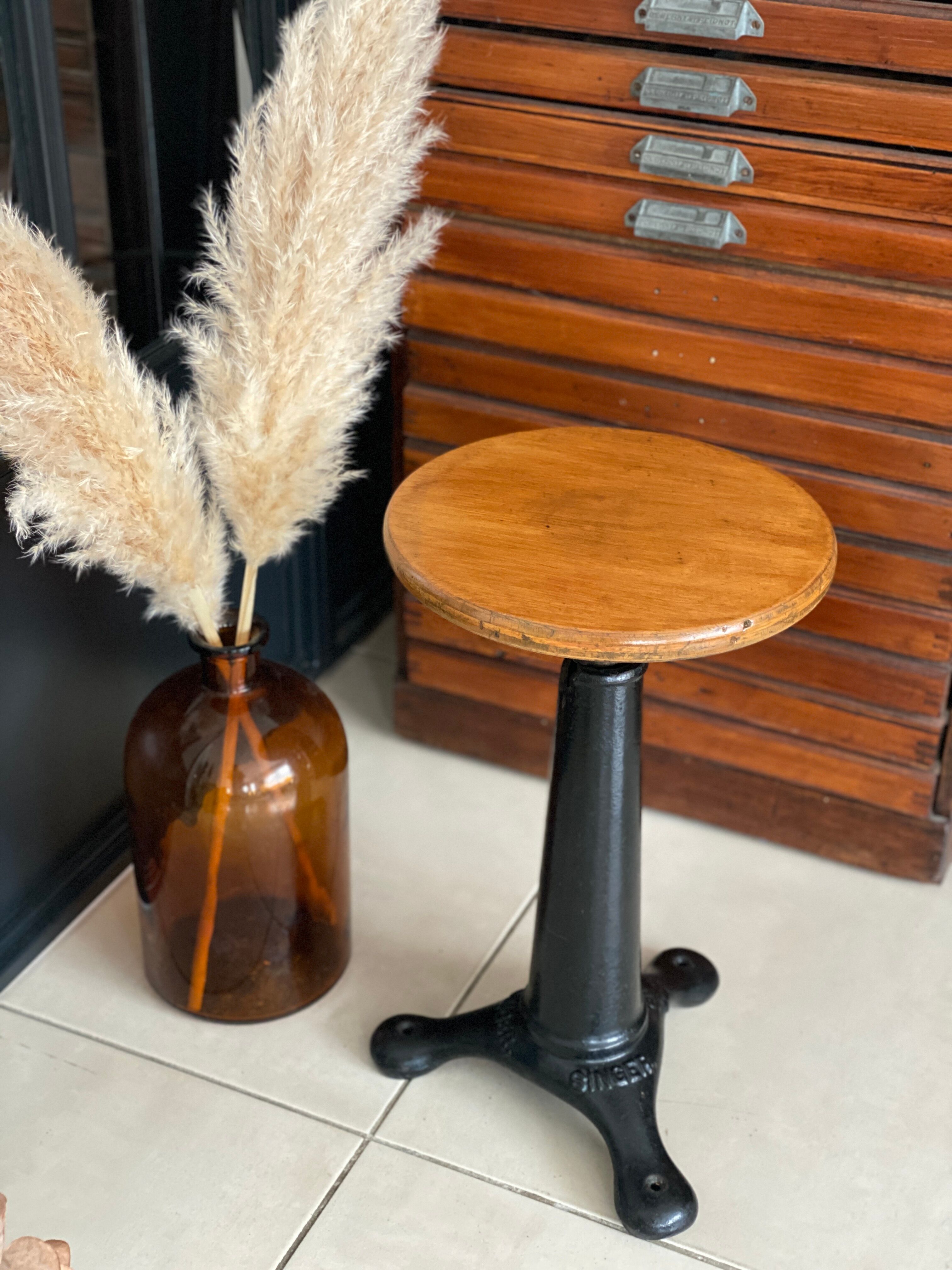 Old industrial stool Singer