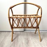 Vintage rattan magazine rack