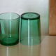 6 glasses of vintage green glass water 1970