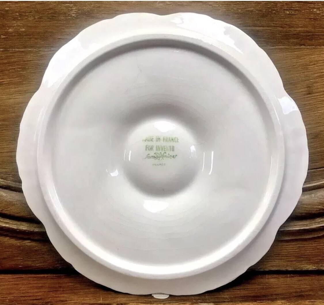 6 assiettes à huîtres blanche barbotine Sarreguemines