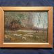 Impressionist painting, oil on wood signed, pastoral scene, Barbizon school