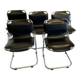 Chaises en cuir et métal, années 1970