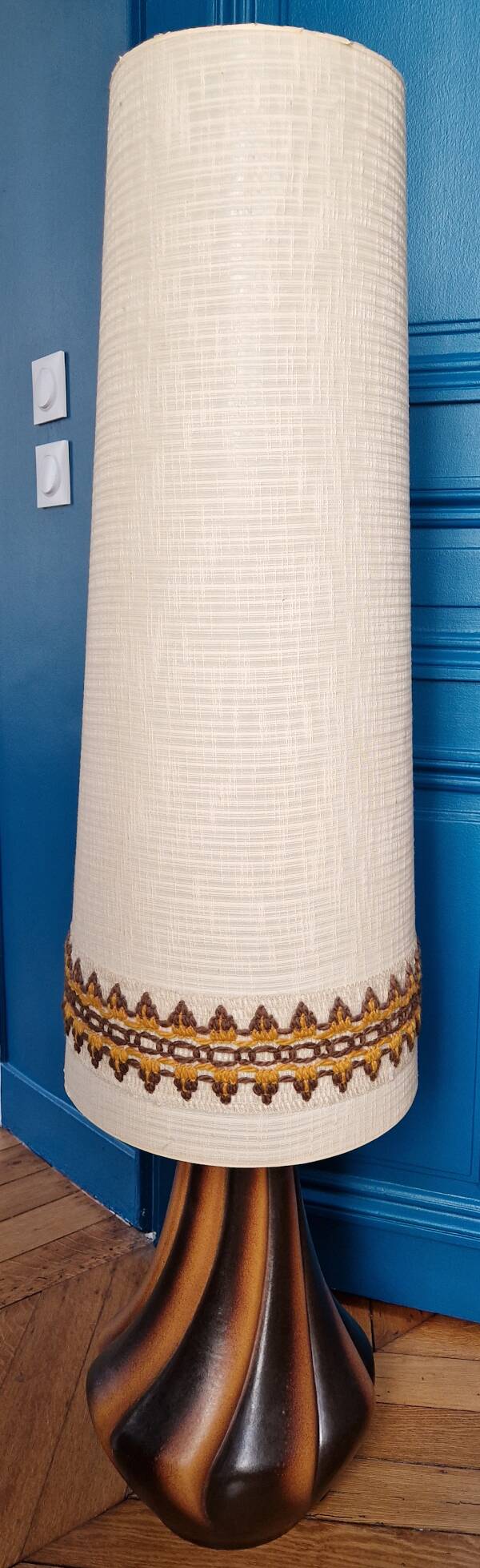 Vintage character floor lamp with period shade 132cm